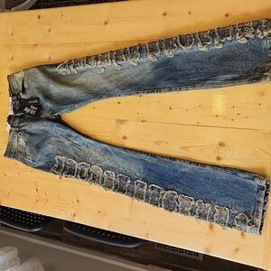 EVOLUTION IN DESIGN Young Men’s’ Jeans Stacked Flare Grunge Streetwear